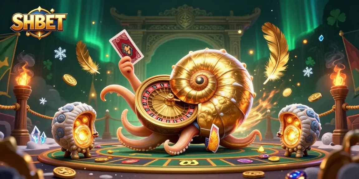 Engage in thrilling SHBET casino action with a dynamic 3D scene featuring vibrant games and characters