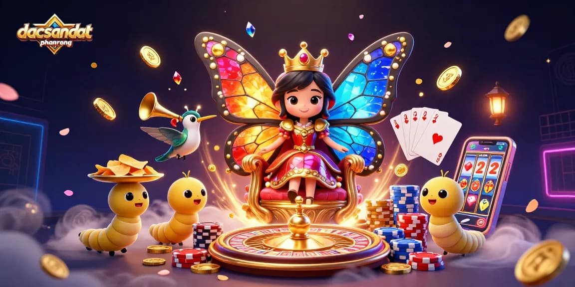 Spin into action with dacsandatphanrang, featuring a vibrant 3D casino scene with exciting game elements.
