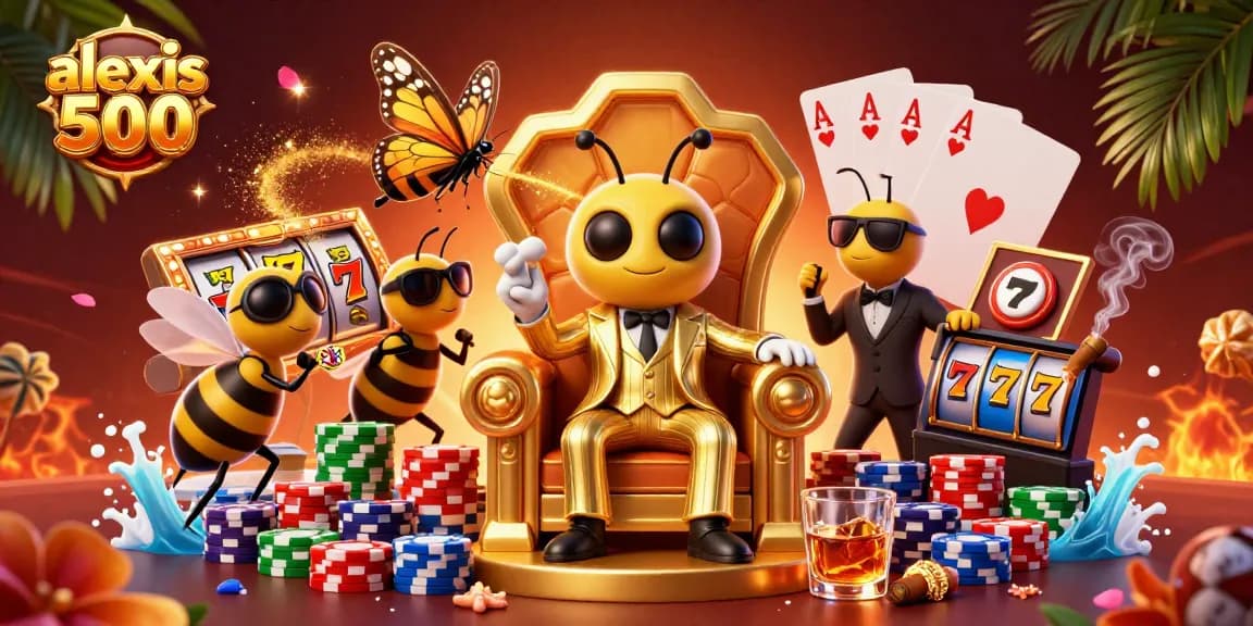 Engage with the exciting world of alexis 500 through this vibrant 3D casino scene.