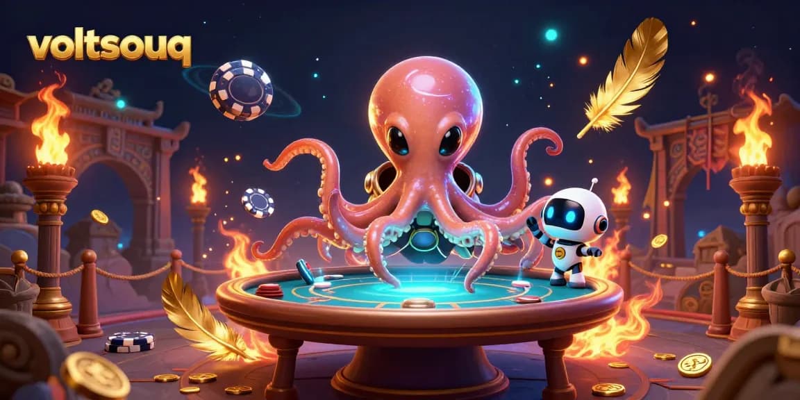 Engage in thrilling gameplay at voltsouq with an alien octopus running a poker table