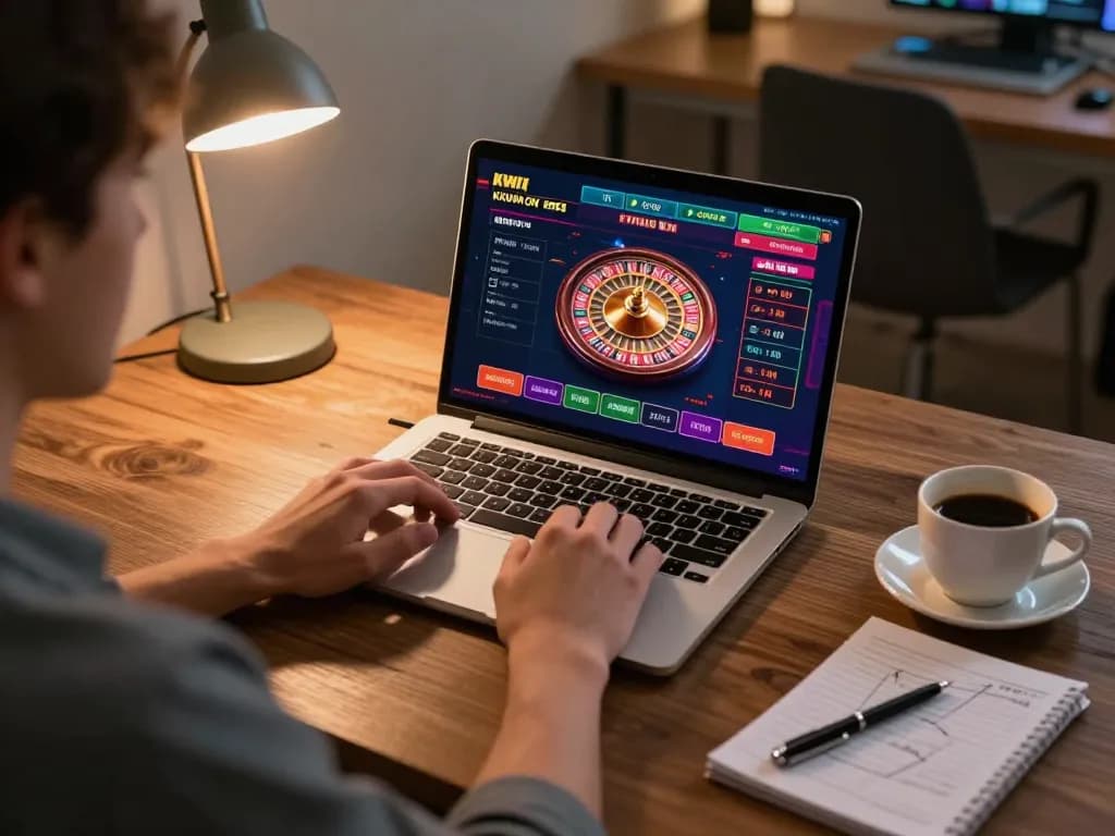 Engaging in online gaming at KKWIN.in, highlighting a roulette wheel and strategic betting decisions.