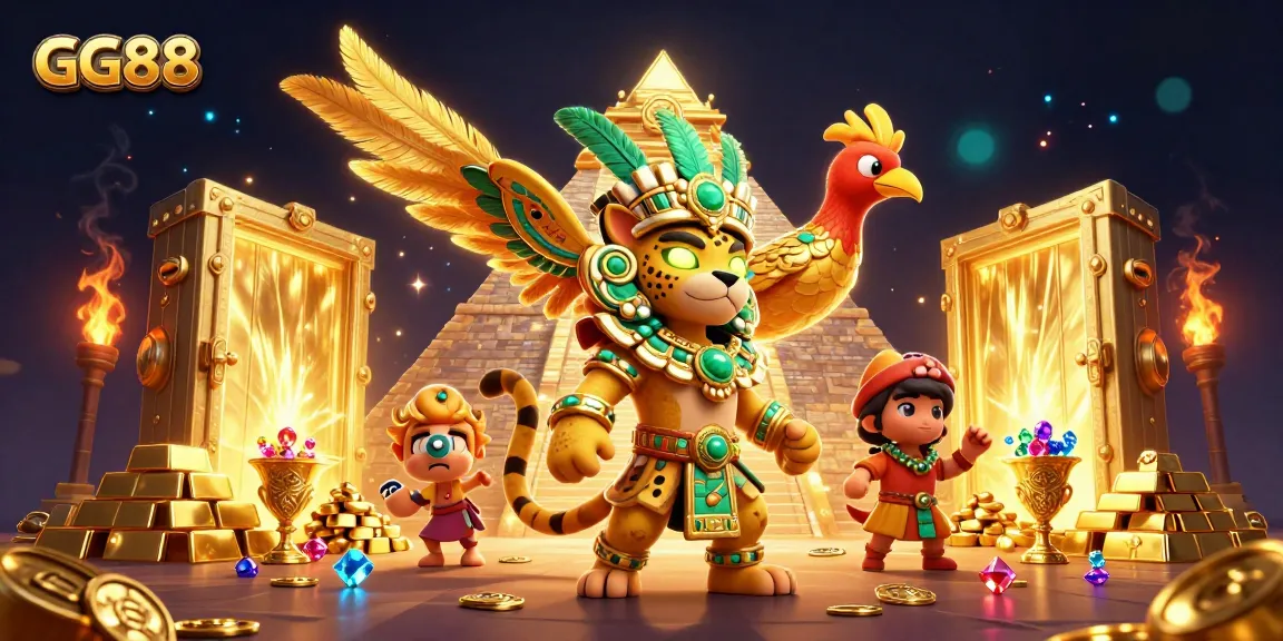 Experience thrilling gaming at GG88 with a dazzling Mayan scene filled with treasure and excitement.