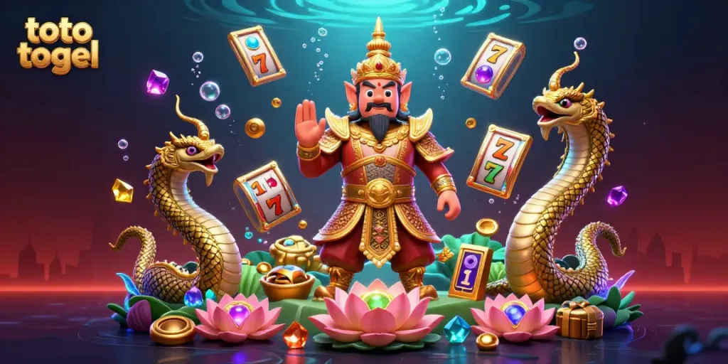 Toto togel winning strategies come to life in an energetic 3D casino illustration.