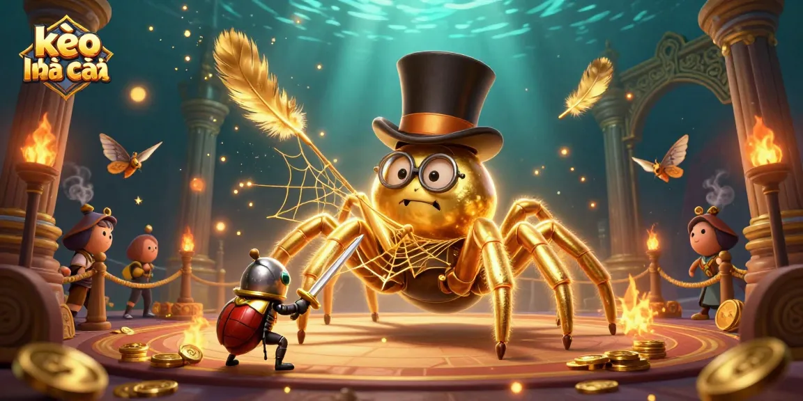 Engage with kèo nhà cái through vibrant casino activities featuring a golden tarantula and knights.