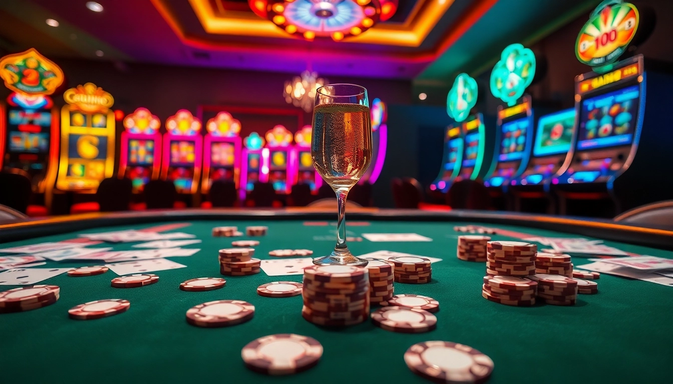 Engage in thrilling online gambling at https://13win1.cn.com/ with a high-stakes poker table full of chips and cards.
