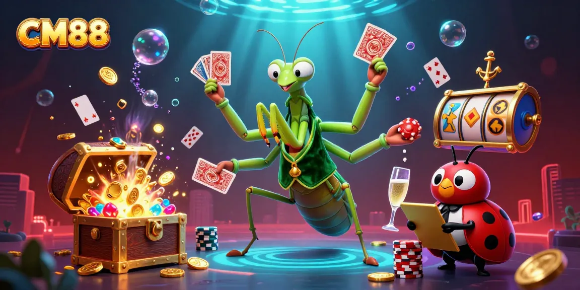 CM88 showcases an exhilarating casino scene with a giant mantis card sharp and a ladybug pit boss.