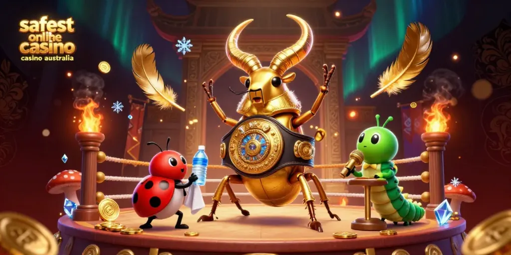 Engage in thrilling action at the safest online casino Australia, displayed in 3D with vibrant characters.