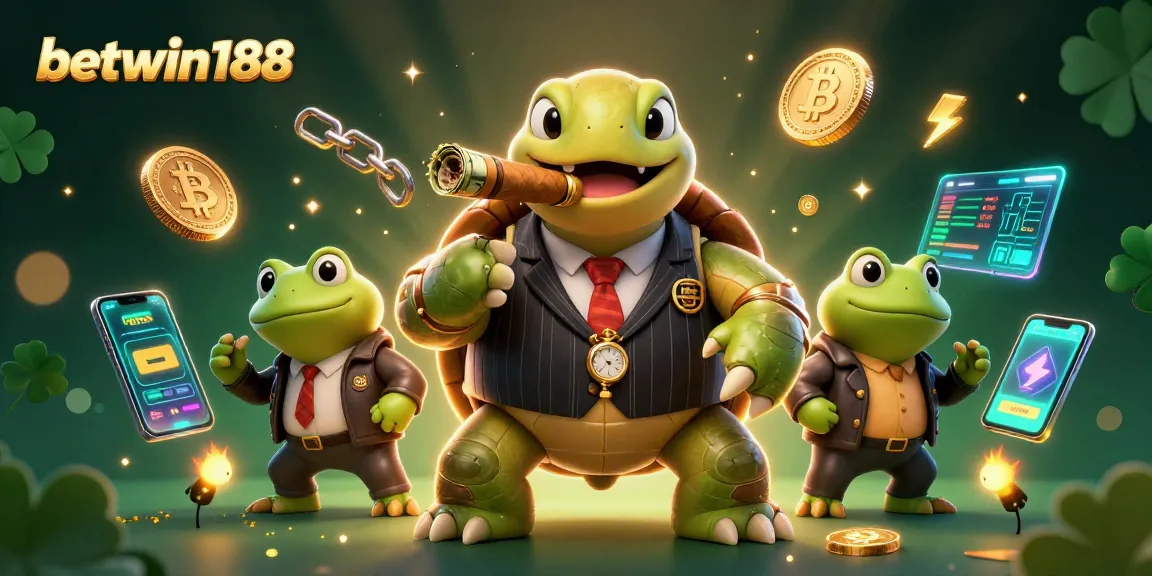 Experience gaming excitement with betwin188's cartoon casino scene featuring a snapping turtle mobster.