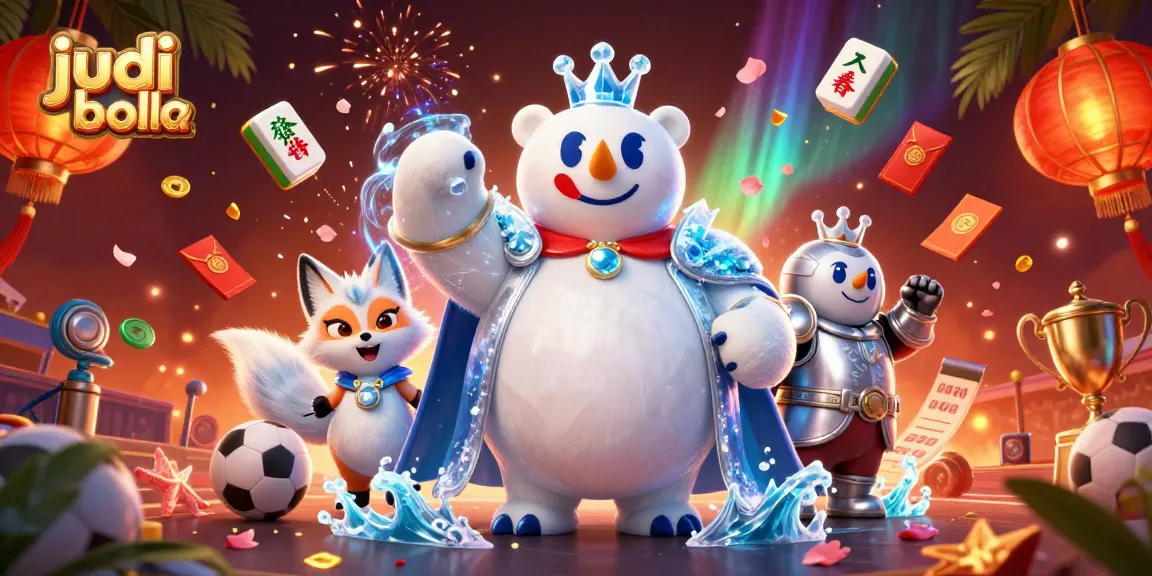 Bet on judi bola online with vibrant characters and betting elements creating an exciting casino atmosphere.