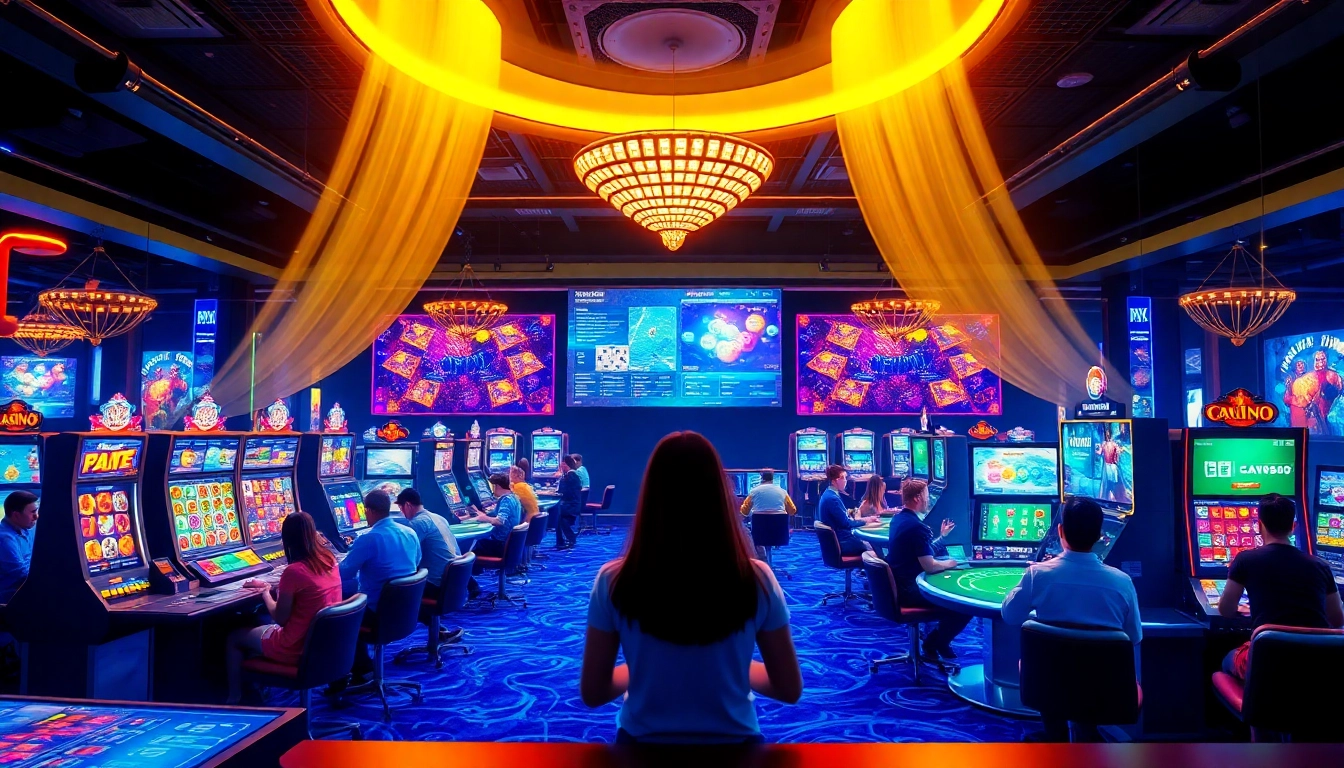 Exciting digital casino scene at vicwin, showcasing diverse players engaged in gaming.