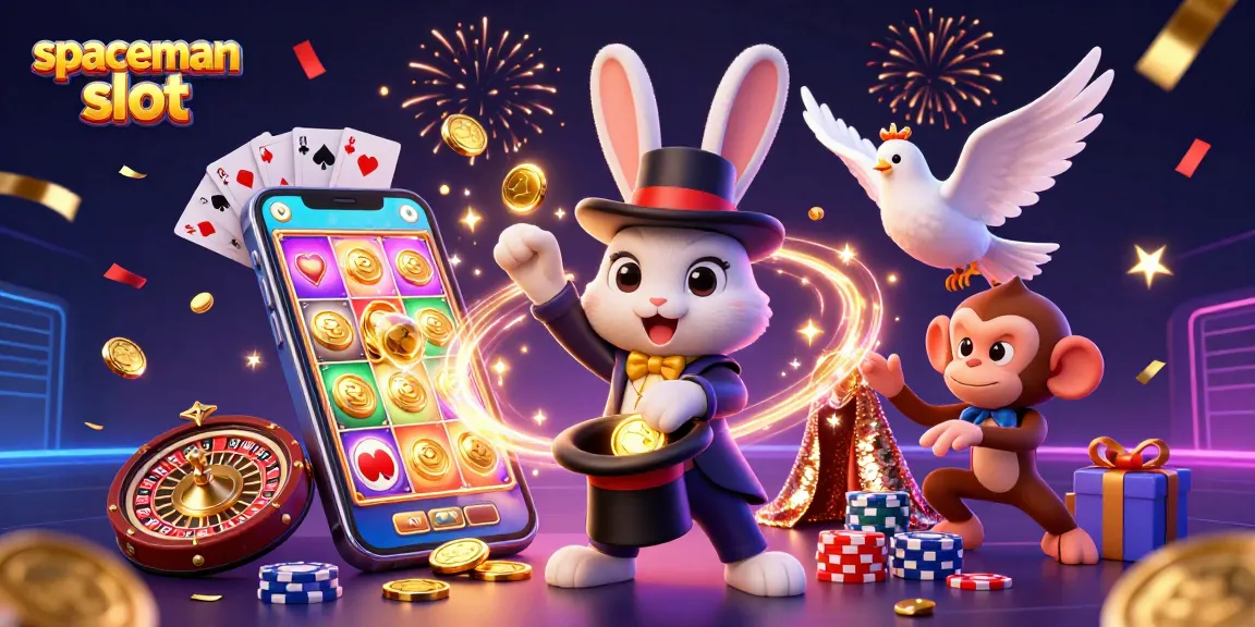 Experience excitement with the spaceman slot as golden coins erupt from the screen during a thrilling gaming session.