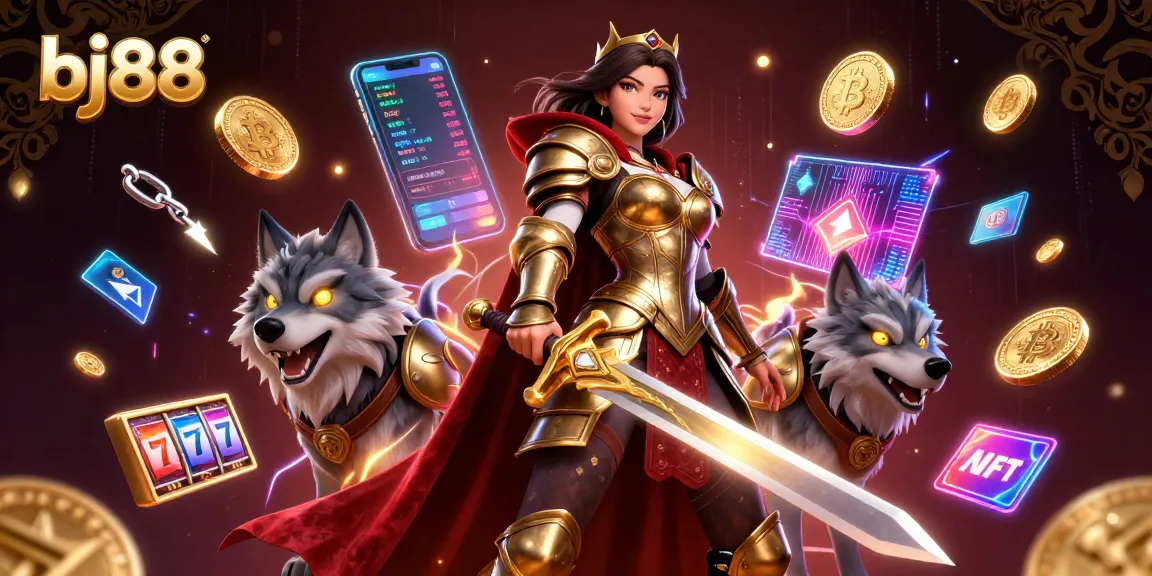 Engage in thrilling gameplay at bj88 slot games with dynamic characters amidst vibrant crypto elements!