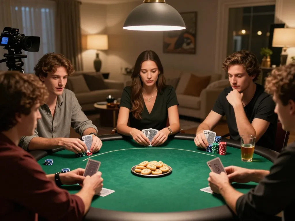 Players enjoying a lively poker game night with SC88 chips and cards in hand