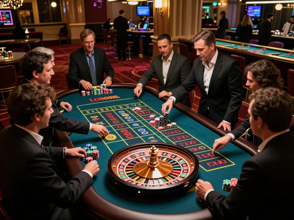 Experience the thrill of roulette gameplay with LGOGOAL at an upscale casino showcasing excitement and strategy.