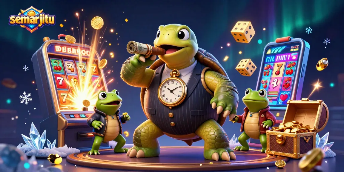 Semarjitu menyediakan gaming seru dengan simbol slot dan kemenangan besar pada ilustrasi kasino.