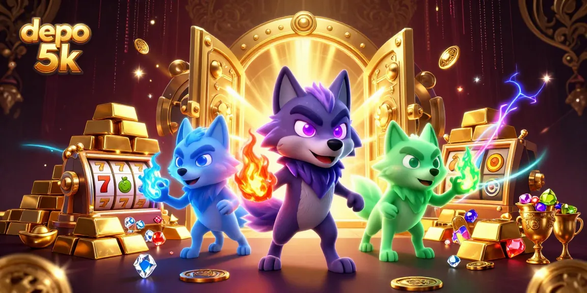 Spin the reels and unlock treasures with depo 5k in an electrifying casino illustration