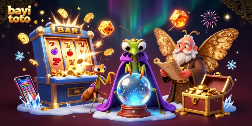 Menangkan jackpot di bayi toto dengan gambar berwarna-warni dari mesin slot dan karakter unik.