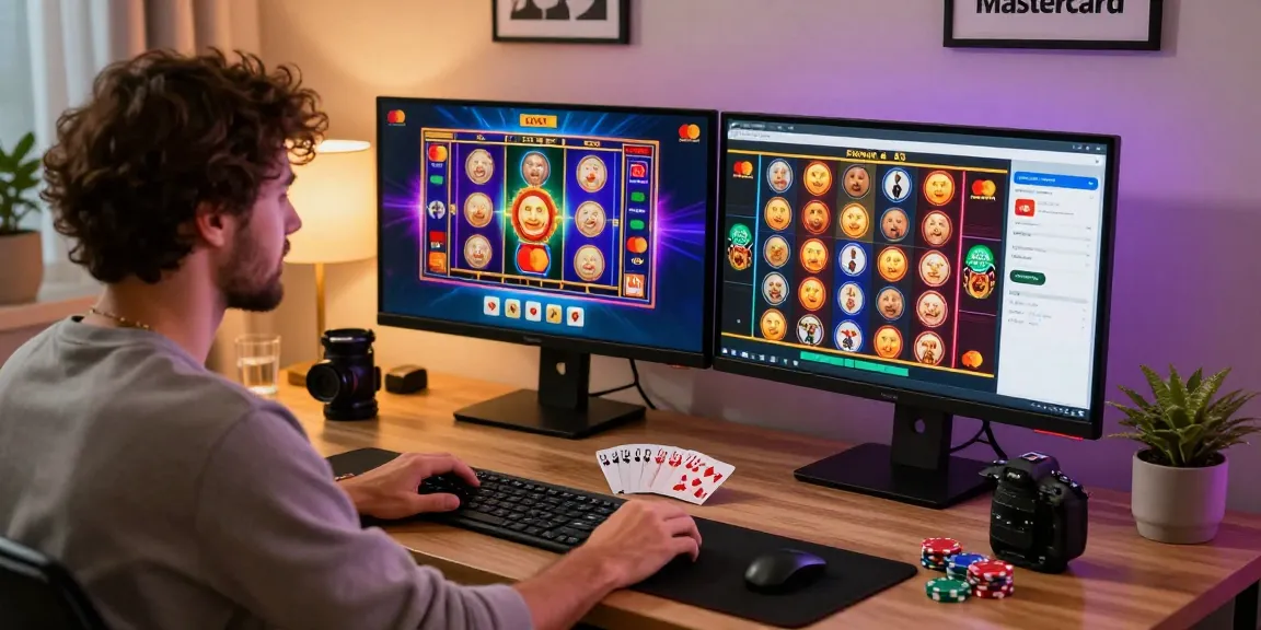 Player engaging with Mastercard casinos in a vibrant online gaming setup with live dealer.
