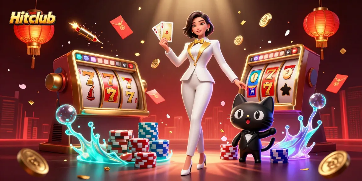 Hitclub's premium gaming experience with vibrant casino elements in a captivating illustration.