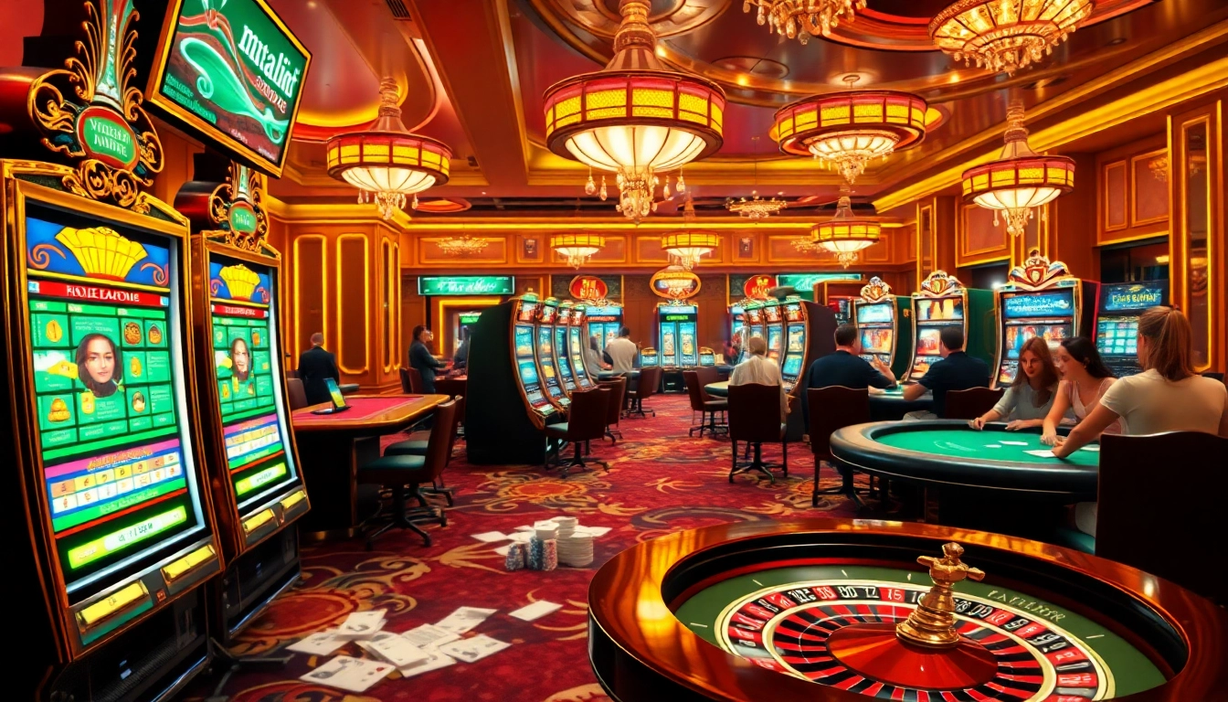 Experience the thrill of winning with 'slot gacor' at vibrant casino tables featuring elegant slot machines.