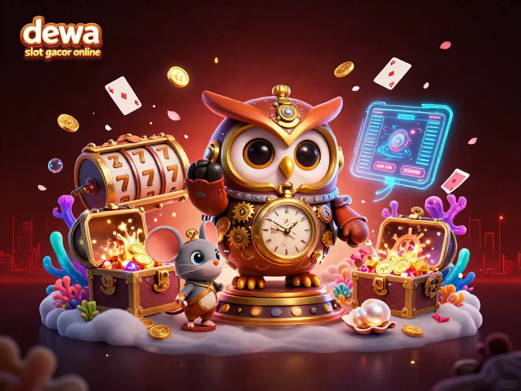 Gali kemenangan besar di dewa slot gacor online dengan simbol slot dan elemen kasino yang menarik.