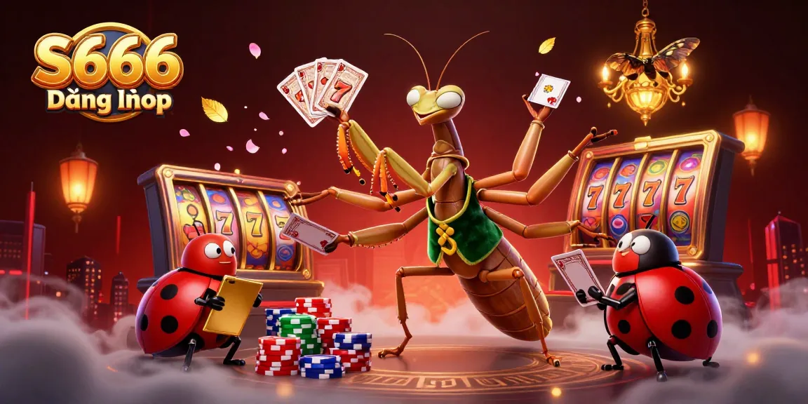 S666 Đăng nhập scene illustrating a vibrant casino environment with characters engaging in exciting gaming action.