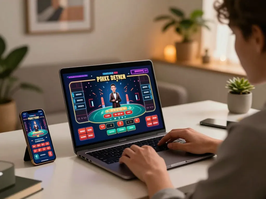 red88 live dealer gaming session with a stylish player engaging on laptop, showcasing responsible gambling