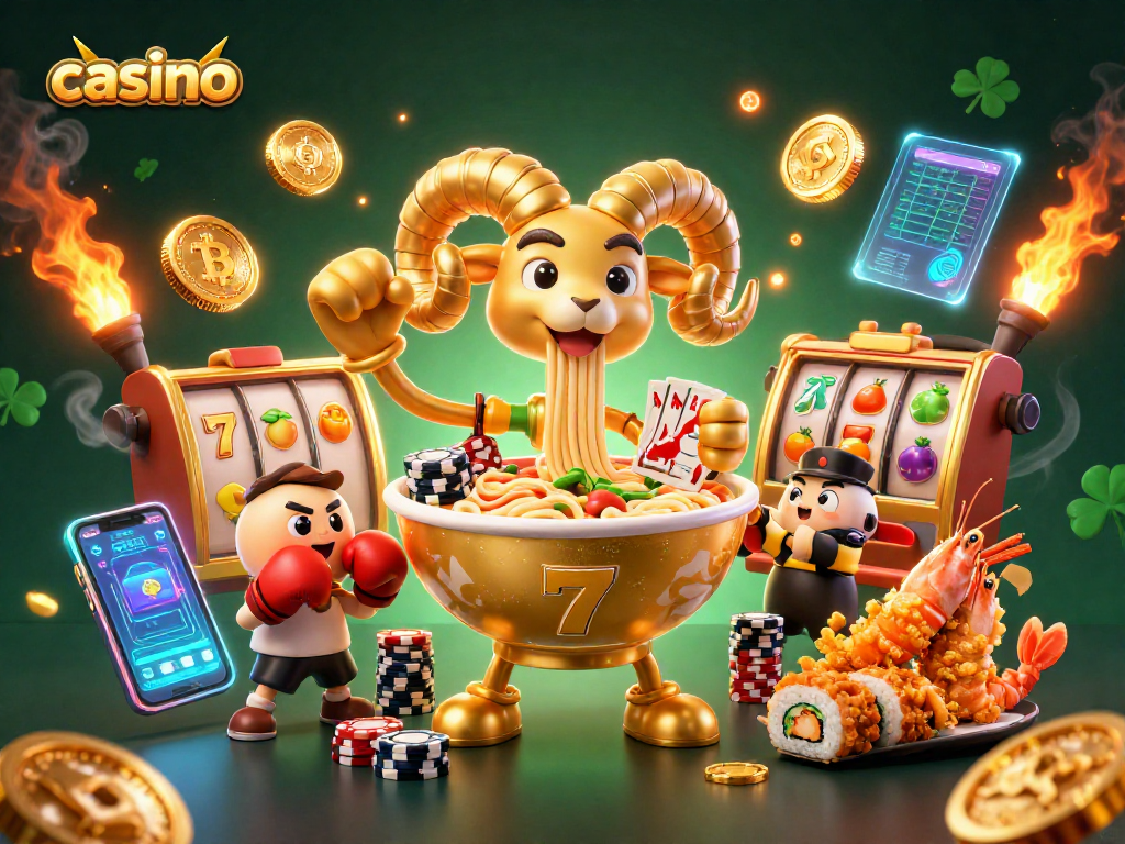 Engage in casino fun with a vibrant 3D illustration showcasing characters and elements.
