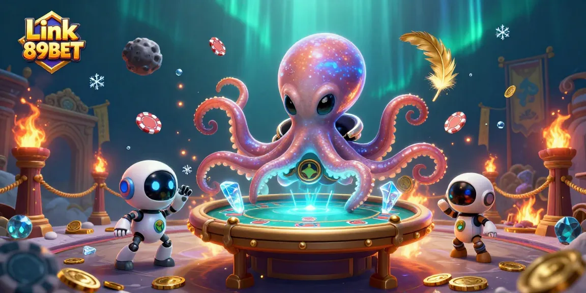 Experience the thrilling action of Link 89BET with an alien octopus playing poker