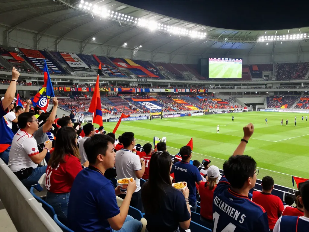 Excited fans enjoying live football at lương sơn tv stadium, capturing the thrill of the match.