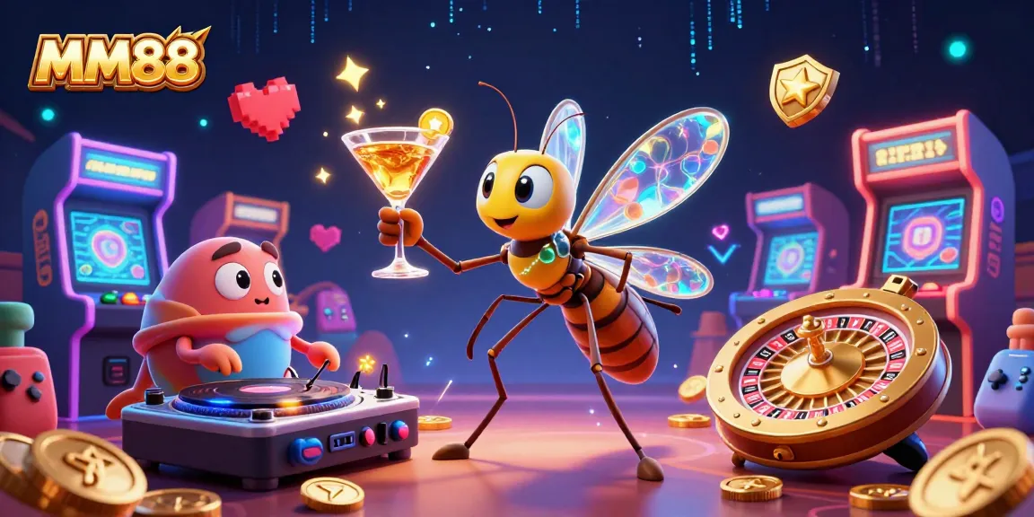 Play thrilling games at MM88 with vibrant characters in a dazzling casino atmosphere.