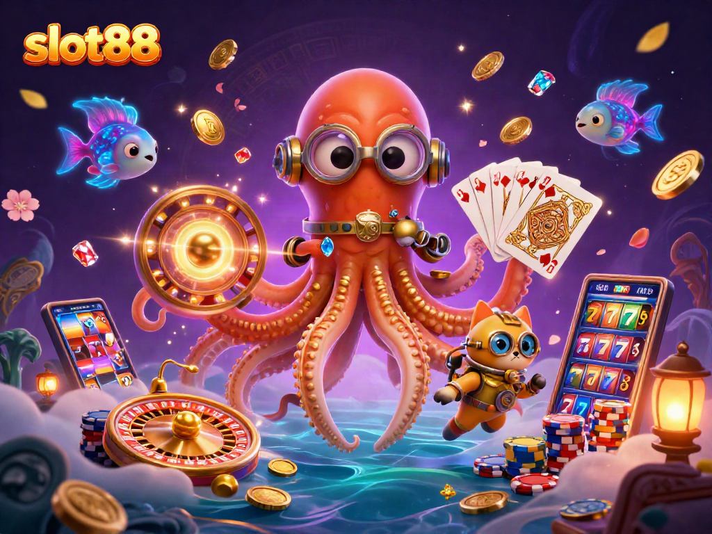 Engage with slot88's thrilling slots experience featuring vibrant characters, classic game elements, and dynamic visuals.