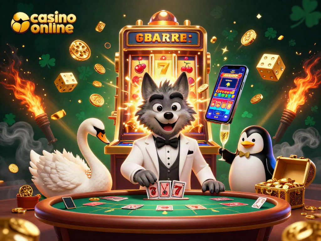 Experience the thrill of casino online with vibrant characters and dazzling jackpots in this dynamic illustration.