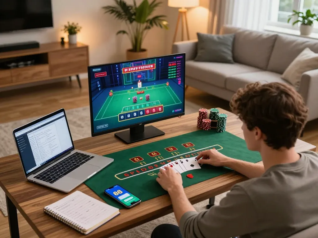 Engaging in online betting with open 88 app on a cozy gaming setup
