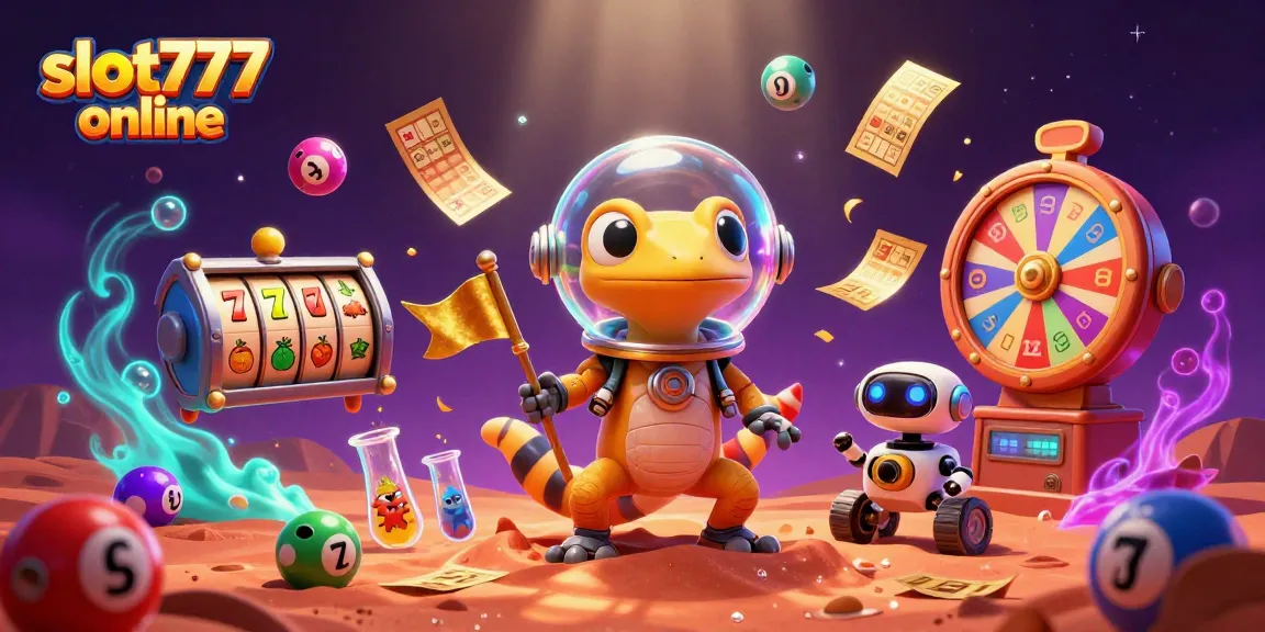 Experience thrilling gameplay at slot777 online with a Martian gecko finding treasures at a hidden casino.