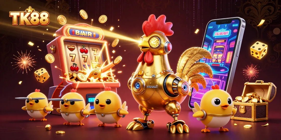 Experience TK88's exciting gameplay with vibrant slot machines and colorful characters.
