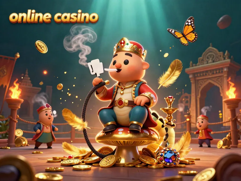 Engage in thrilling gameplay at this vibrant online casino illustration featuring characters and symbols of fortune.