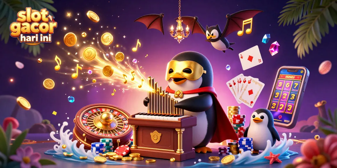 Mengalami slot gacor hari ini dengan penguin opera 3D yang memainkan organ menghasilkan koin emas dan bat akrobat di atasnya.
