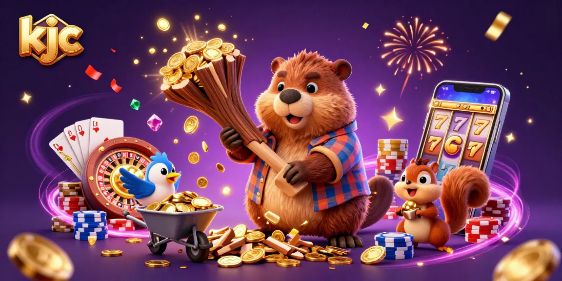 KJC offers thrilling online gambling experiences with golden coins and festive character interactions.