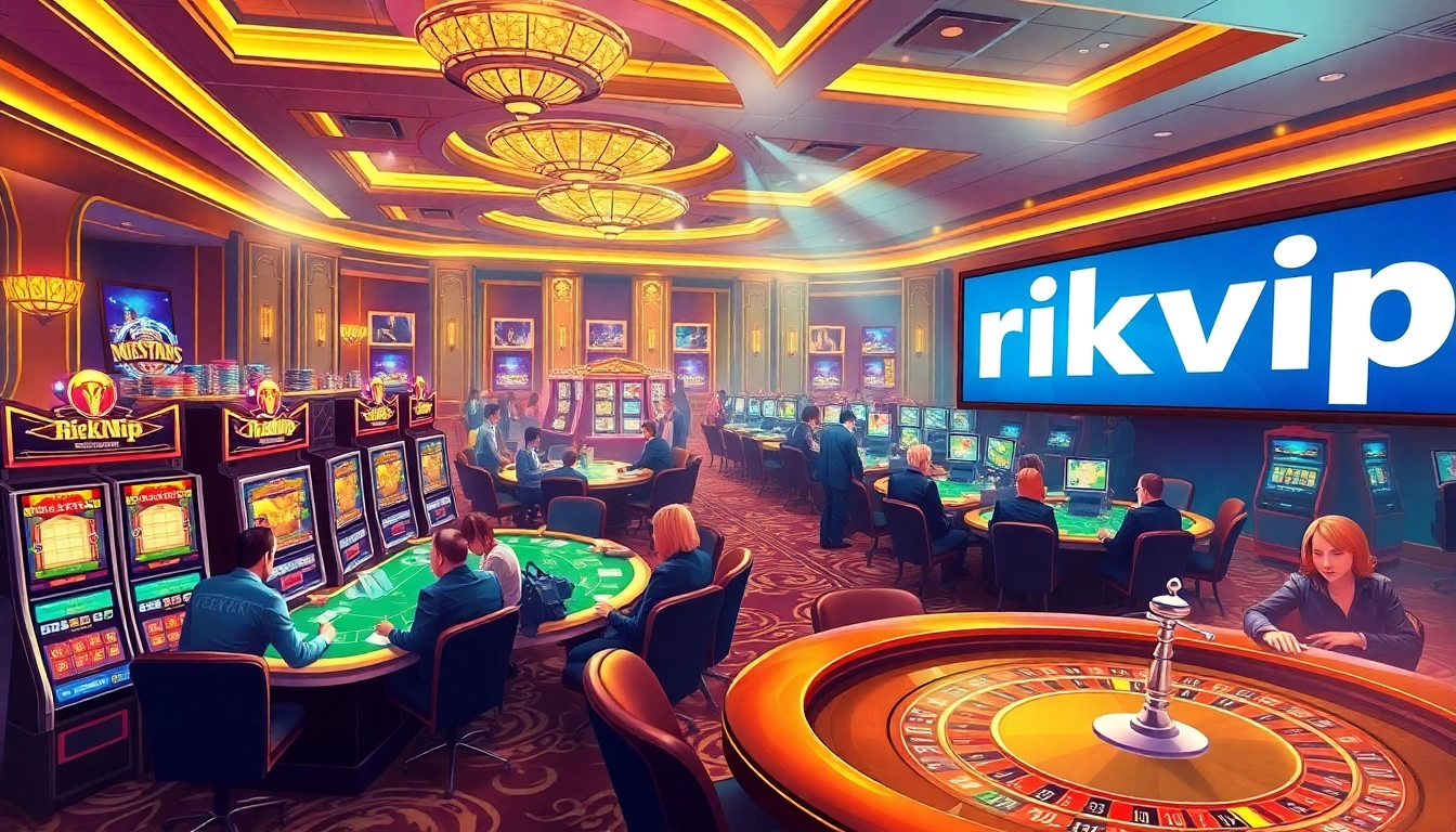 Experience the thrill of playing at rikvip with vibrant casino tables and exciting games.