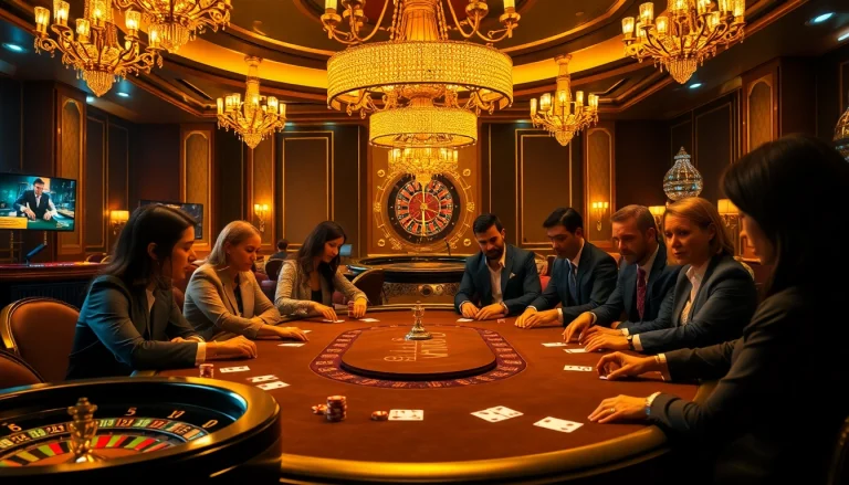The lively poker table at a luxury casino showcases hidden wiki 2026 themes featured among vibrant chips and tense players.