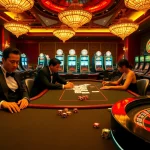 SODO casino ambiance with players enjoying poker and vibrant slot machines.